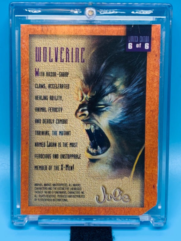 Photo 2 of 804527… Marvel masterpieces wolverine card 6 Limited addition  in hard plastic case