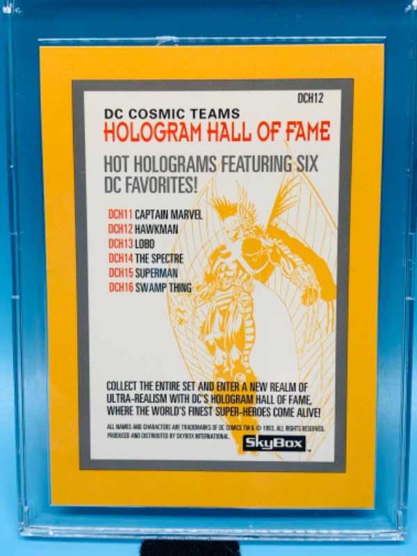 Photo 2 of 804528…skybox hologram Hall of Fame Hawkman card DCH12 in hard plastic case