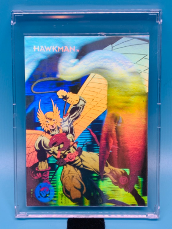 Photo 1 of 804528…skybox hologram Hall of Fame Hawkman card DCH12 in hard plastic case