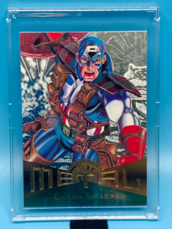 Photo 1 of 804544… Marvel metal Captain America card 11 in hard plastic case