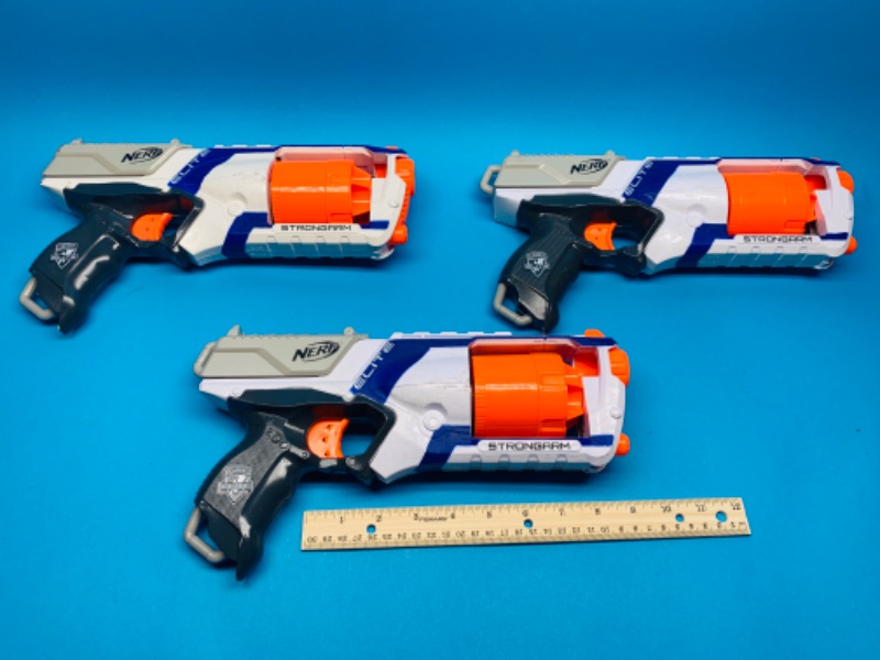 Photo 1 of 804564…3 nerf elite strongarm toy guns