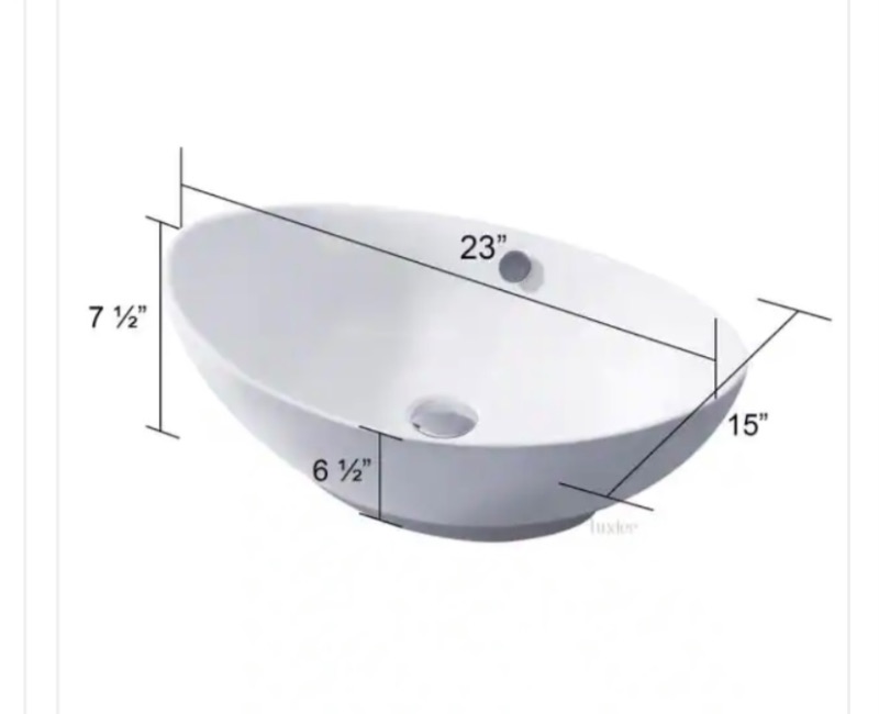 Photo 2 of 804598…luxier oval ceramic bathroom vessel sink in original box 