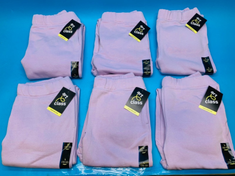 Photo 1 of 804709… 6 pairs of girls violet/ pink jogger sweat pants size large 10/12 clothes 