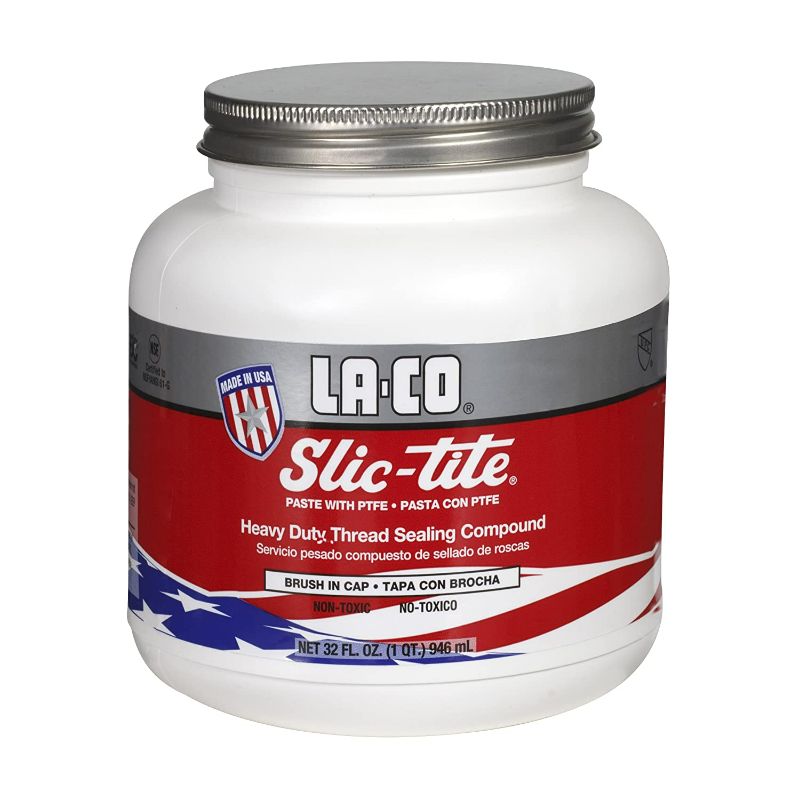 Photo 1 of LA-CO 42049 Slic-Tite Premium Thread Sealant Paste with PTFE, -50 to 500 Degree F Temperature, 1 qt Jar with Brush in Cap (Packaging is Dented) NEW 