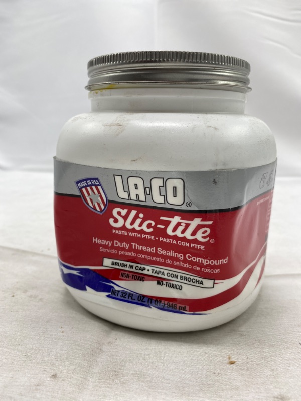 Photo 5 of LA-CO 42049 Slic-Tite Premium Thread Sealant Paste with PTFE, -50 to 500 Degree F Temperature, 1 qt Jar with Brush in Cap (Packaging is Dented) NEW 