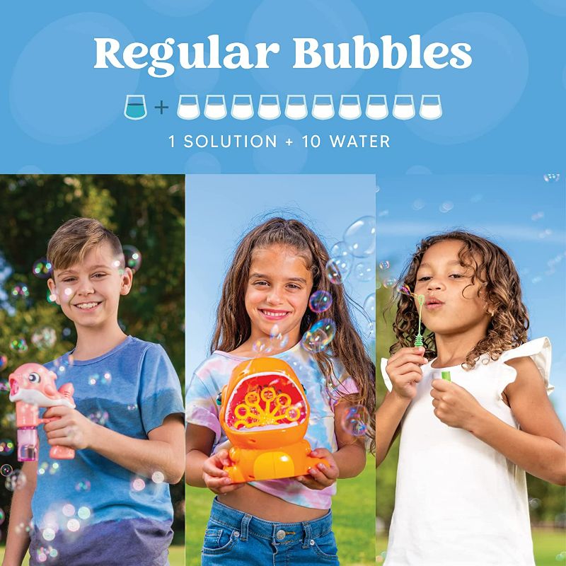 Photo 3 of JOYIN 2 Bottles Bubbles Refill Solutions 64oz (up to 5 Gallon) Big Bubble Solution 64 OZ Concentrated Bubble Solution for Bubble Machine, Gun, Wand Refill Fluid Summer, Easter Toys (Red+Purple) NEW 