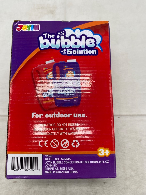 Photo 4 of JOYIN 2 Bottles Bubbles Refill Solutions 64oz (up to 5 Gallon) Big Bubble Solution 64 OZ Concentrated Bubble Solution for Bubble Machine, Gun, Wand Refill Fluid Summer, Easter Toys (Red+Purple) NEW 