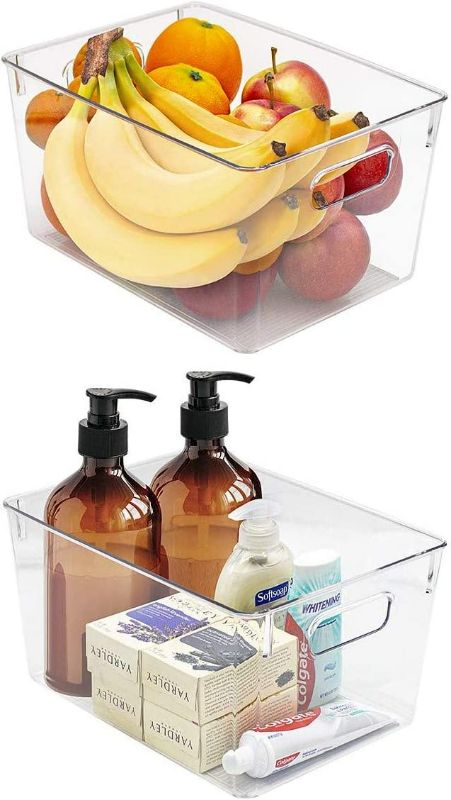 Photo 1 of Sorbus Plastic Storage Bins Clear Pantry Organizer Box Bin Containers for Organizing Kitchen Fridge, Food, Snack Pantry Cabinet, Vegetables, Bathroom Supplies (2 Pack) NEW 