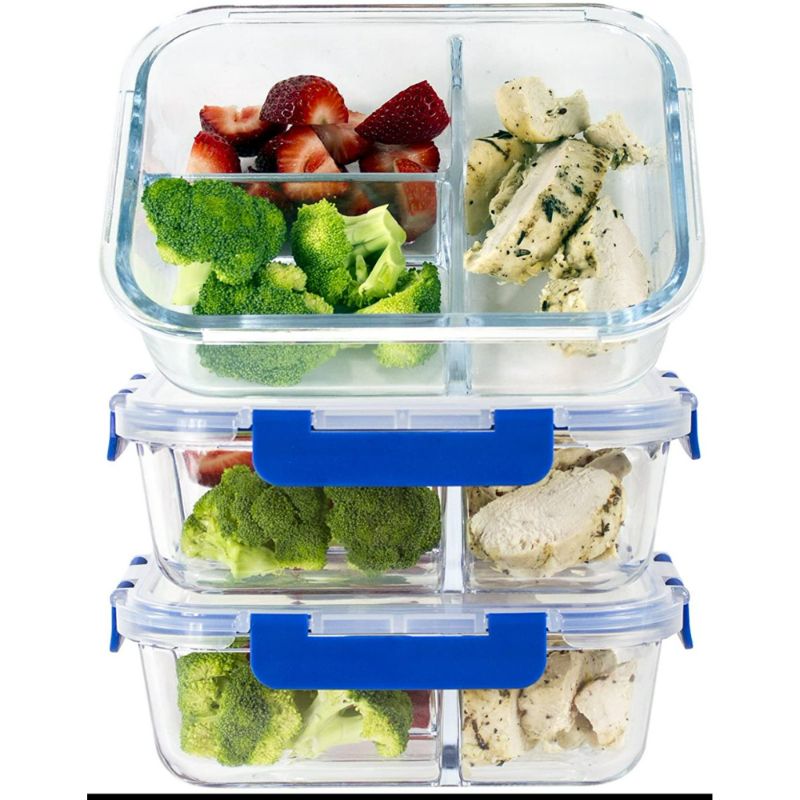 Photo 1 of Glass Meal Prep Containers 3 Compartment, Glass Food Storage Containers with Lids, 6-Pack 36 oz