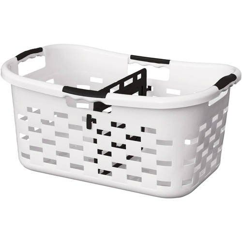 Photo 1 of Clorox Sort'n Fold Antimicrobial Plastic Laundry Basket with Sorter, 1.8 Bushels, Grey NEW 