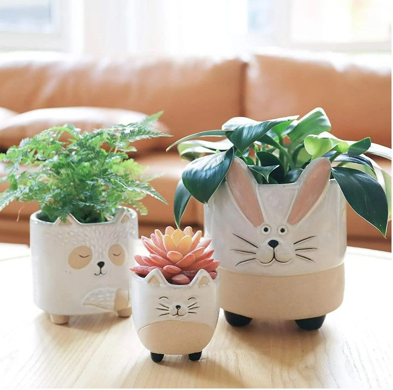 Photo 1 of La Jolíe Muse Ceramic Animal Cute Plant Pots NEW 