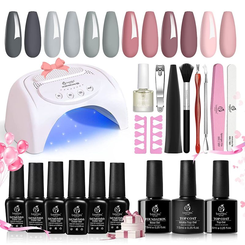 Photo 1 of Beetles Gel Nail Polish Kit with U V Light 48W LED Nail Lamp 6 Colors (Unknown Colors)Nail Manicure Tools NEW 
