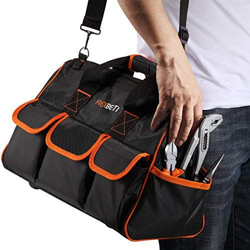 Photo 5 of rexbeti 169-piece premium tool kit with 16 inch tool bag, steel home repairing tool set, large mouth opening tool bag with 19 pockets NEW 