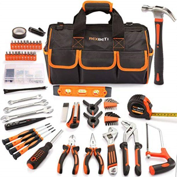 Photo 1 of rexbeti 169-piece premium tool kit with 16 inch tool bag, steel home repairing tool set, large mouth opening tool bag with 19 pockets NEW 