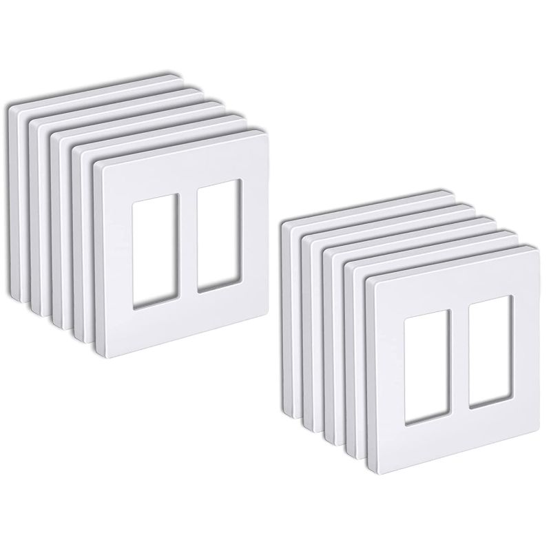 Photo 1 of [10 Pack] BESTTEN 2-Gang Screwless Wall Plate, USWP6 Snow White Series, Decorator Outlet Cover (Slight Spill on the Packaging but Item in Perfect Condition) NEW 