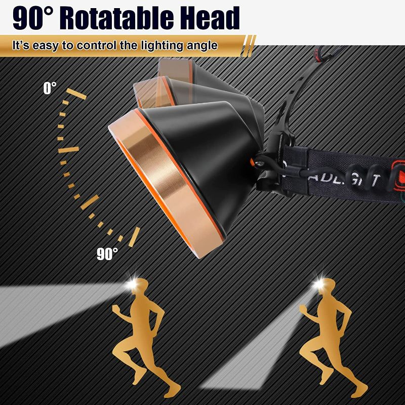 Photo 3 of Hunting friends LED Rechargeable Headlamp Spotlight Headlight Waterproof Head Flashlight Coon Hunting Lights Fishing Lamp Searchlight for Outdoor,Camping,Hunting,Dog Walking (White Light)