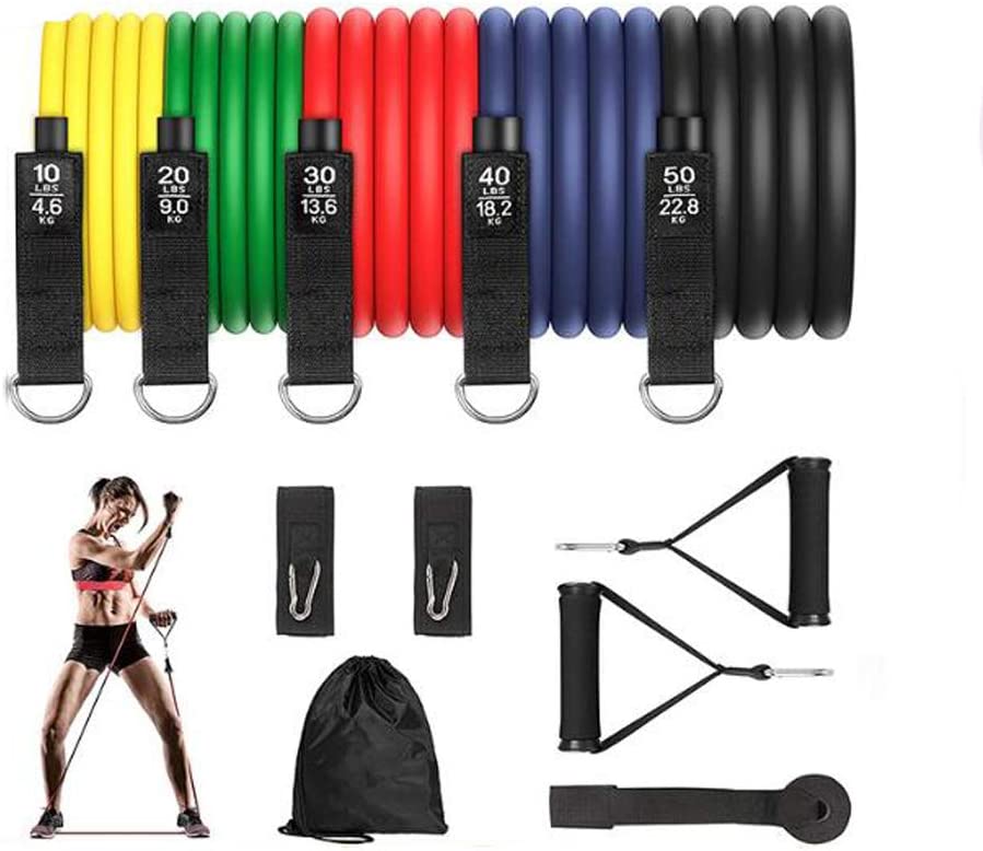 Photo 1 of Pretty Comy 11 PCS Resistance Tube Workout Bands Set -Fitness Strength Training-Up to 150lbs Packaging slight Damage but Item is in Perfect Condition NEW 