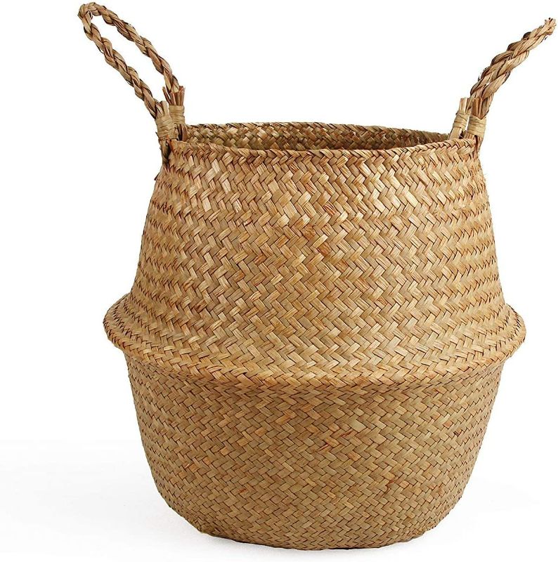 Photo 1 of Woven Seagrass Plant Basket  5"H Natural  Dent on Packaging but Item in Perfect Condition NEW 