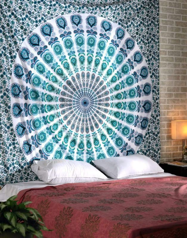 Mandala Tapestry - Twin Hippie Wall Hanging Decorative Trippy Tapestries Bohemian Bedding Boho Indian Handmade Pure Cotton Bed Spread Sheet (Unknown Length) NEW 