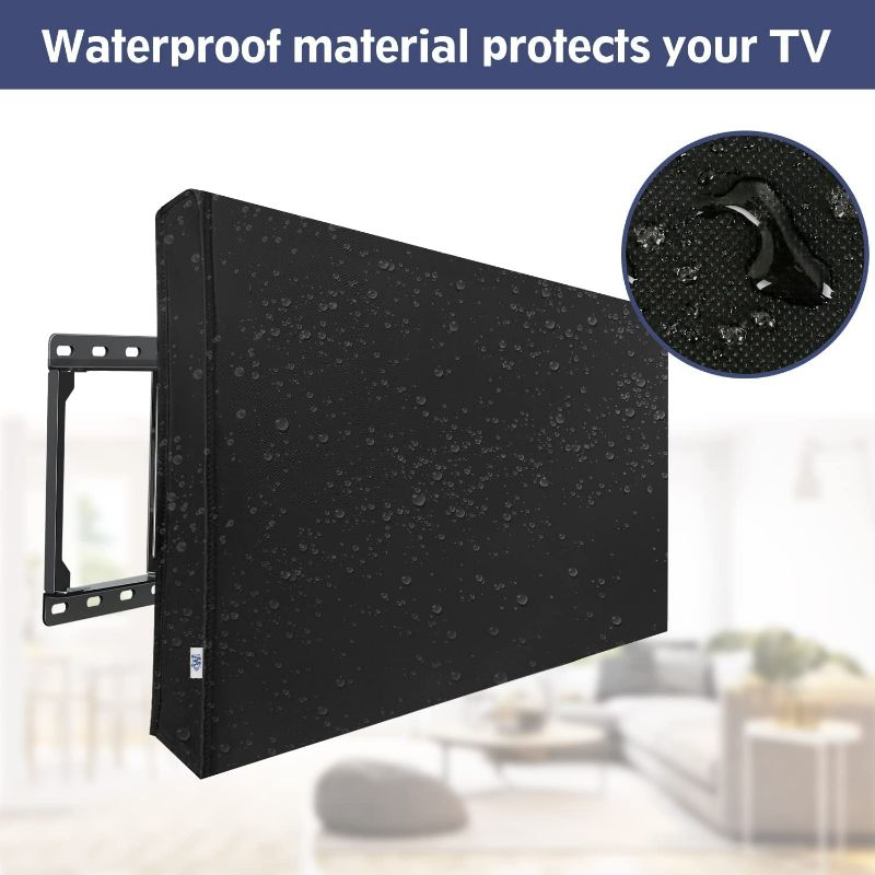 Photo 4 of Mounting Dream Outdoor TV Cover Weatherproof with Bottom Cover for 30-32 inch TV, Waterproof and Dustproof TV Screen Protectors with Remote Control Pocket for Outside LED, LCD, OLED Flat Screen TVs (Khaki Color) NEW 