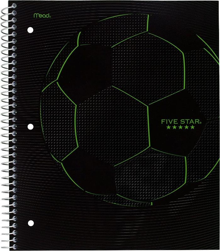 Photo 2 of Five Star Spiral Notebook, 1 Subject, College Ruled Paper, 100 Sheets, 11" x 8-1/2", Sports, Soccer NEW 