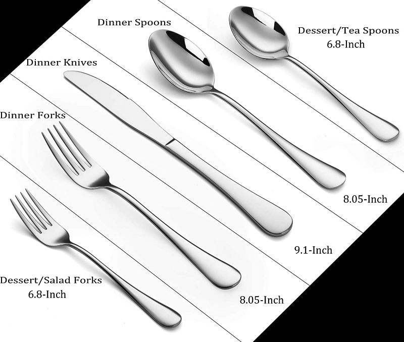 Photo 2 of Silverware Set, 20-Piece Stainless Steel Flatware Cutlery Set Service for 4, Include Knife/ Fork/ Spoon, Mirror Polished and Dishwasher Safe NEW 