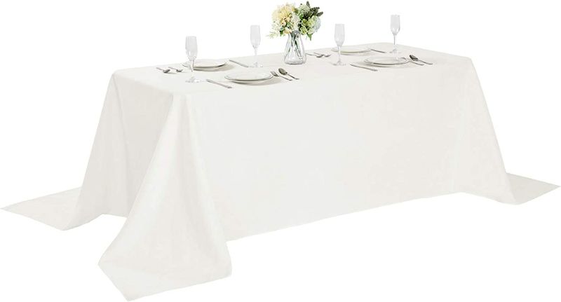 Photo 1 of Rectangle Tablecloth 90x132 inch Washable Polyester Fabric Table Cloth for Wedding Party Dining Banquet Decoration?60x120, IVR?NEW
