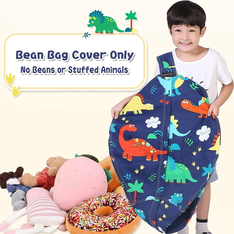 Photo 2 of Stuffed Animal Storage Bean Bag Chair for Kids, Zipper Storage Bean Bag for Organizing Stuffed Animals, Dinosaur Bean Bag Chair Cover, (No Beans)Large NEW 