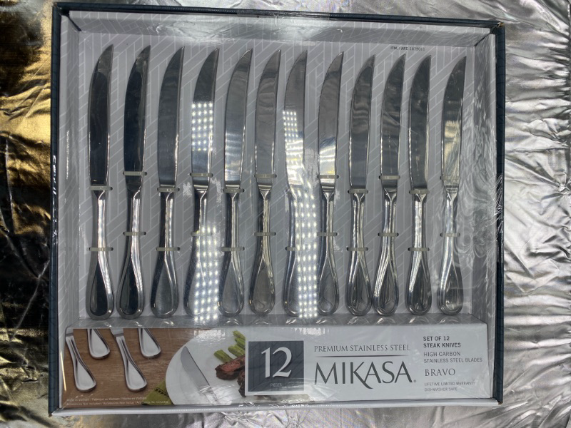 Photo 4 of Mikasa Bravo Premium Stainless Steel Steak Knife, Silver (Set of 12) NEW 