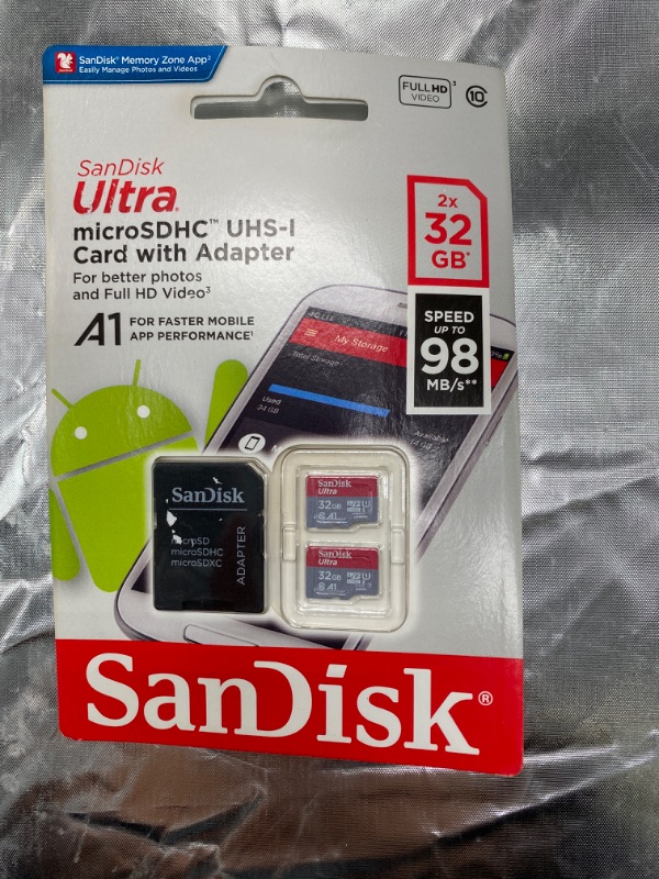 Photo 2 of SanDisk 32GB 2-Pack Ultra MicroSDHC UHS-I Memory Card (2x32GB) - SDSQUAR-032G-GN6MT NEW 