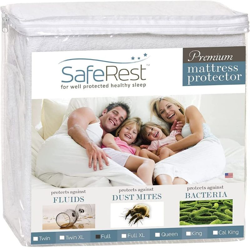 Photo 1 of Full Waterproof Mattress Protector - Fitted Mattress Pad Cover - Bedding Essentials for College Dorm Room, New Home, First Apartment - Cotton Terry, Waterproof Mattress Cover Protector NEW 