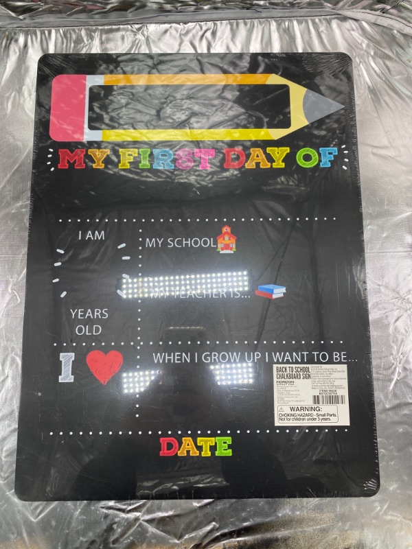Photo 1 of Horizon Group USA My First Day/Last Day of School Wooden Chalk Board, Reversible 12 X 16 Photo Prop, Reusable, Double-Sided Chalkboard Sign, Back to School Essential for Preschool, Elementary School NEW 