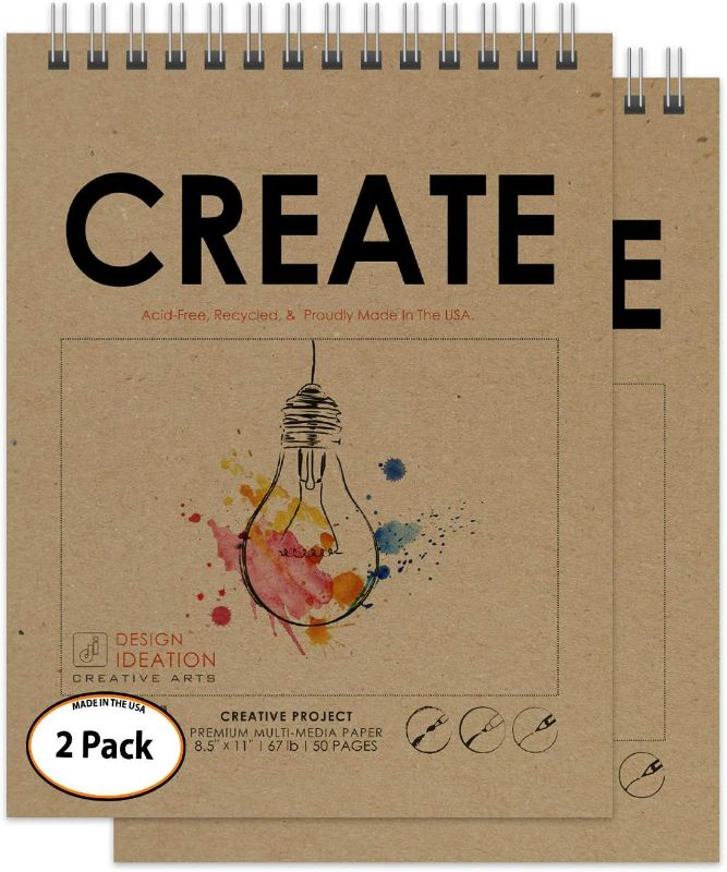 Photo 1 of Design Ideation Multi-Media : Premium Paper Creative Project Book for Pencil, Ink, Marker, Charcoal and Watercolor Paints. Great for Art, Design and Education. Made in The USA. NEW 