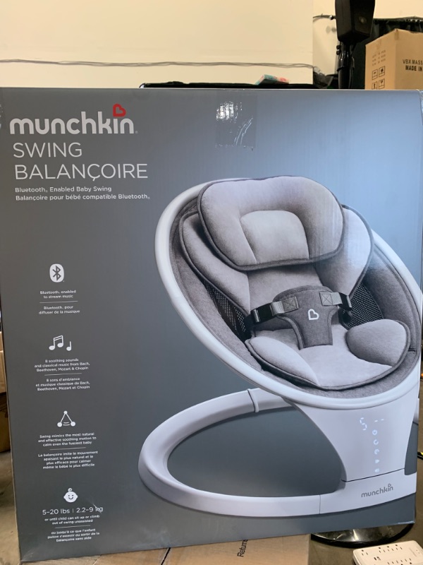 Photo 4 of Munchkin Bluetooth Enabled Lightweight Baby Swing with Natural Sway in 5 Ranges of Motion, Includes Remote Control