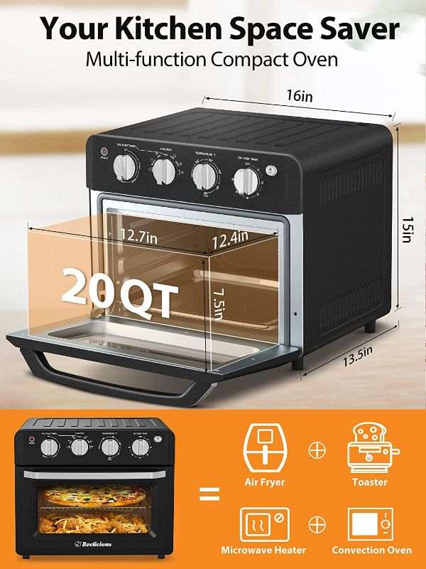 Photo 2 of Air Fryer Toaster Oven, Beelicious, 19 Quart/18L Countertop Convection Oven, 7-in-1 Toaster Oven Air Fryer Combo, with 4 Accessories & Recipe, ETL Certified (Black, Matte)