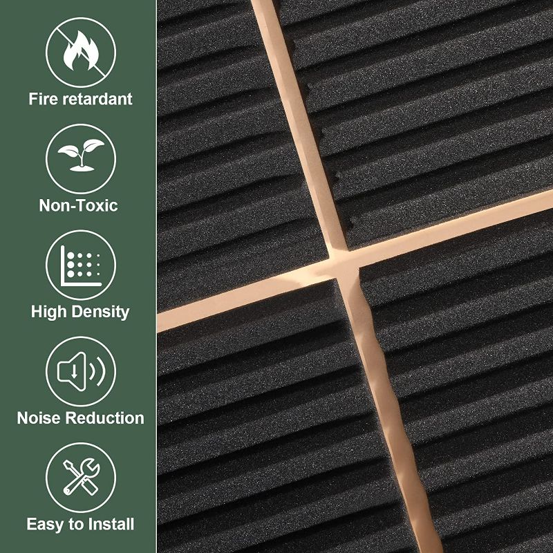 Photo 4 of 50 Pack Acoustic Foam Panels,2"X 12" X 12"Sound Proof Foam Panels-High Density Sound Absorbing Panels, Fire Resistant, Soundproof Wedges Panels for Studio Recording & Office & Home