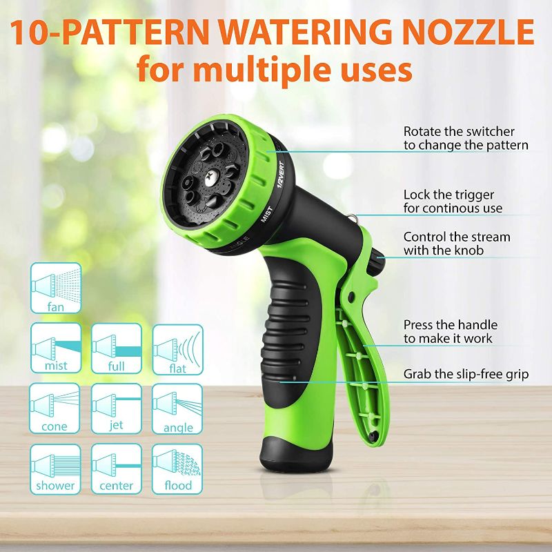 Photo 1 of 2 in 1 Set Garden Hose 50 ft & Nozzle, Expandable Garden Hose Lightweight Durable, Retractable Garden Hoses, Water Hose with 3/4 inch Solid Brass Fittings - Watering Hose 50 feet - Collapsible Hose