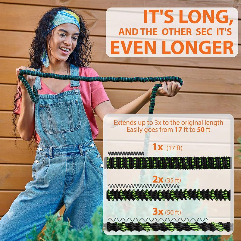 Photo 1 of 2 in 1 Set Garden Hose 50 ft & Nozzle, Expandable Garden Hose Lightweight Durable, Retractable Garden Hoses, Water Hose with 3/4 inch Solid Brass Fittings - Watering Hose 50 feet - Collapsible Hose