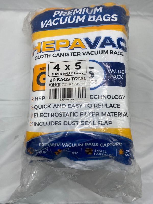 Photo 4 of (4x5 TOTAL to 20) Pack VEVA Premium HEPA Vacuum Bags Type Q Cloth Bag compatible with Kenmore Sears canister vacuum cleaners replacement Style C, CQ, 5055, 50557, 50558, 53292, 53291 bags