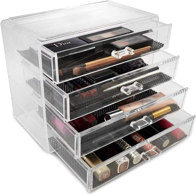 Photo 3 of Sorbus Clear Cosmetics Makeup Organizer - Space Saving Acrylic Jewelry & Make Up Organizers and Storage Display - Stylish Makeup Organizer for Vanity & Bathroom Organization (4 Large Drawers) NEW 