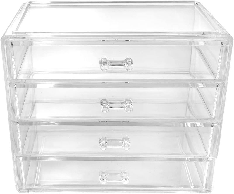 Photo 1 of Sorbus Clear Cosmetics Makeup Organizer - Space Saving Acrylic Jewelry & Make Up Organizers and Storage Display - Stylish Makeup Organizer for Vanity & Bathroom Organization (4 Large Drawers) NEW 