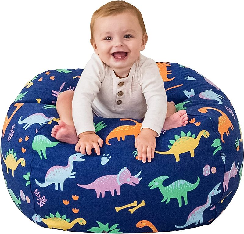 Photo 1 of Aubliss Stuffed Animal Storage Bean Bag Chair Cover Only for Plush Toys, Blankets, Medium Canvas Dinosaur NEW 