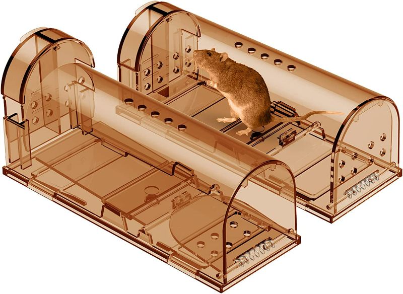 Photo 1 of Mouse Traps Indoor for Home - Mouse Trap Easy to Set, Reusable and Effective No Kill Mouse Traps,Catch and Release Mouse Traps,Safe for Family and Pet Indoor/Outdoor-2 Pack, NEW 