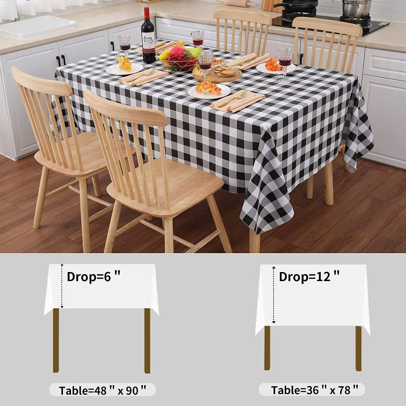 Photo 2 of  60" X 102"  Plaid Rectangle Tablecloth,Flannel Backing for Picnic, Party NEW 