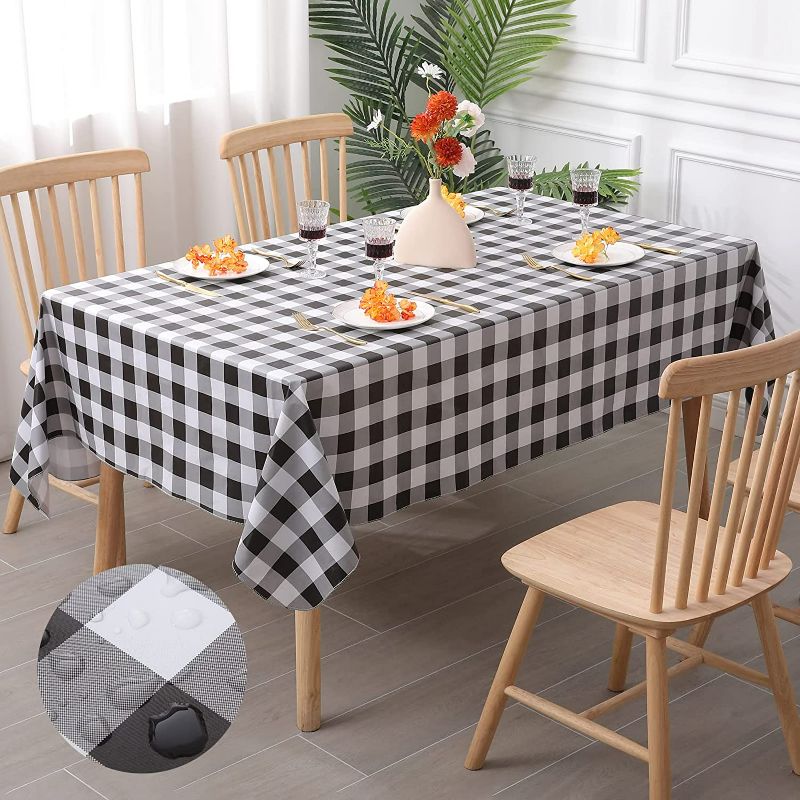 Photo 1 of  60" X 102"  Plaid Rectangle Tablecloth,Flannel Backing for Picnic, Party NEW 