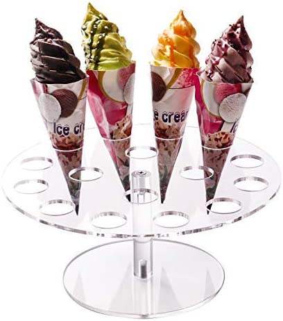 Photo 1 of 2 Pack Ice Cream Cone Holder Stand with 16 Holes, Ice Cream Cone Display Stand Holder, Cupcake Stand, Clear Acrylic Cone Display Stand Weddings Baby Showers NEW 