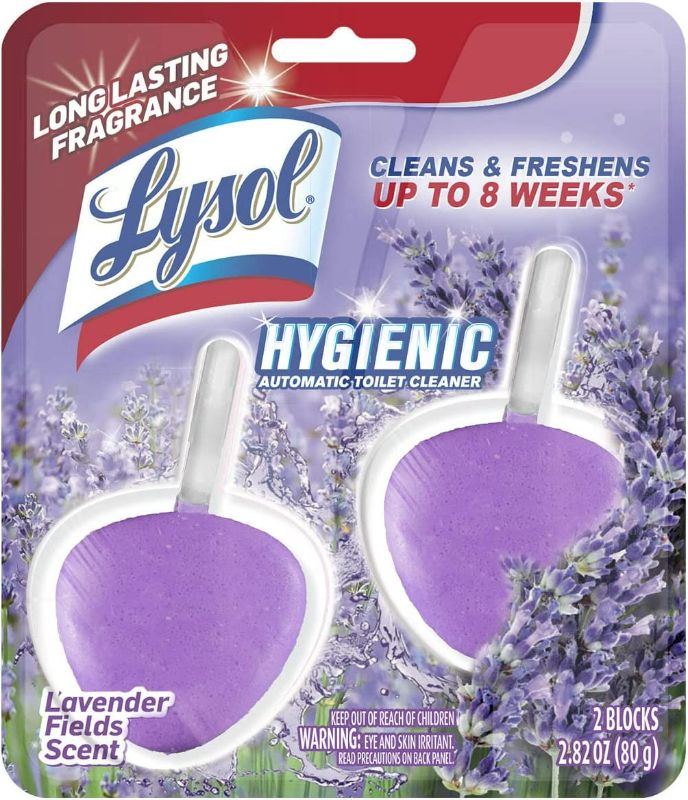 Photo 1 of 4 PACK Lysol Automatic In-The-Bowl Toilet Cleaner, Cleans and Freshens Toilet Bowl, Lavender Fields Scent, 2ct (4 Pack) NEW 