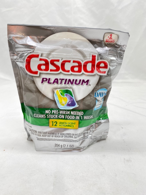 Photo 1 of Cascade Platinum ActionPacs Dishwasher Detergent Platinum Lemon Scent, 12 ct (Pack of 6) NEW 