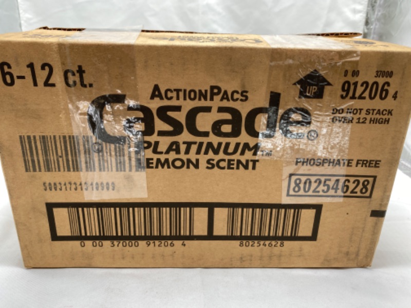 Photo 2 of Cascade Platinum ActionPacs Dishwasher Detergent Platinum Lemon Scent, 12 ct (Pack of 6) NEW 