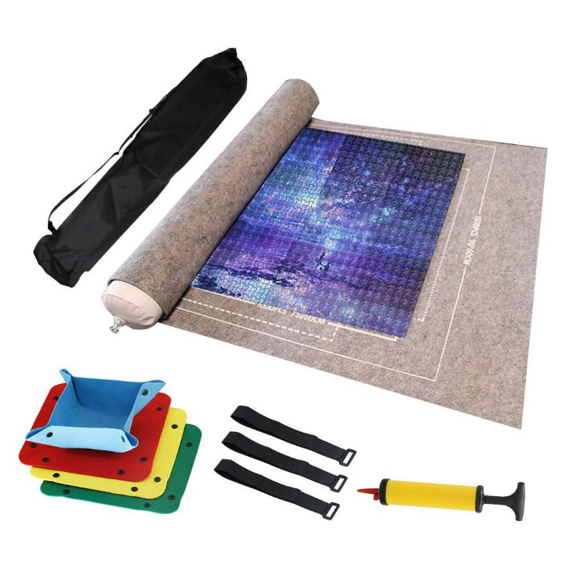 Photo 1 of YUSHOW Jigsaw Puzzle Mat Casse Tete Puzzle Mat Roll up  for Adults Kids Puzzle Storage Saver with 4 Sorting Trays 66x16" NEW